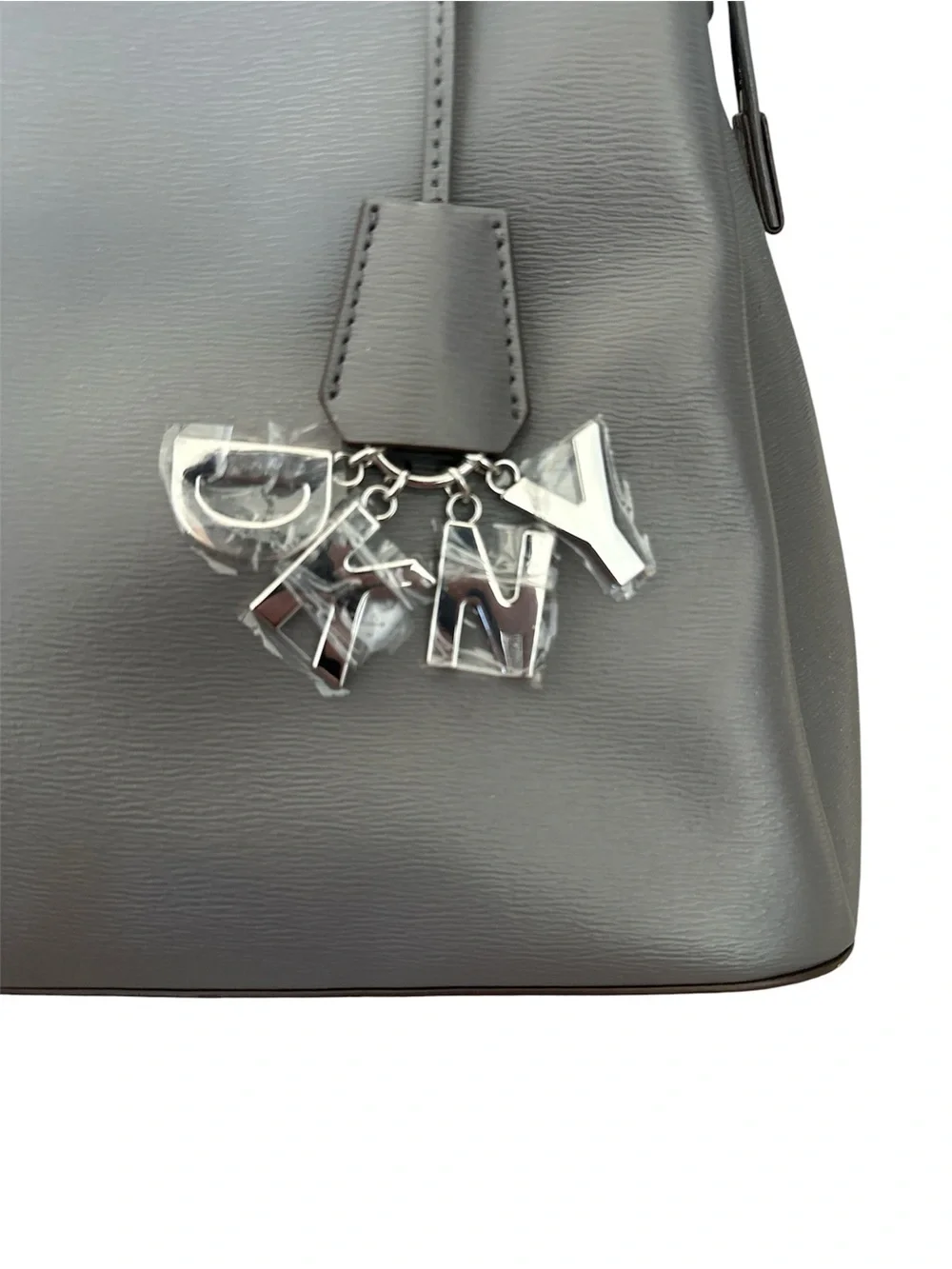 DKNY Paige Medium Gray Leather Satchel Women’s Handbag